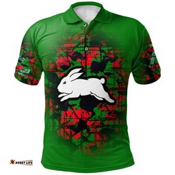 South Sydney Rabbitohs Polo Shirt Camouflage Vintage - NRL