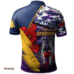 Storms Aboriginal Rugby Anzac Polo Shirt - Indigenous With Poppy - NRL