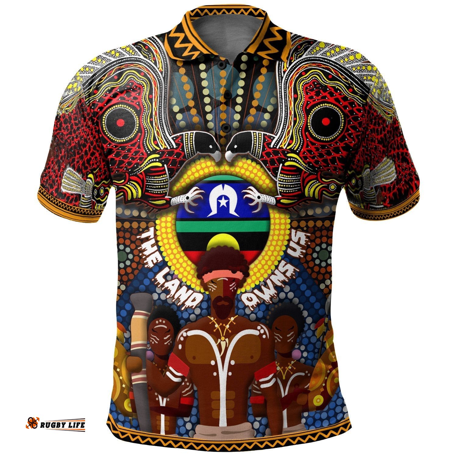 The Land Owns Us Aboriginal Polo Shirt