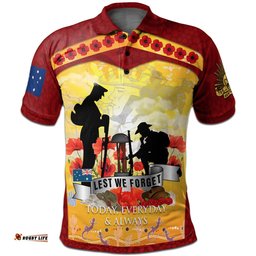 Anzac Polo Shirt - Lest We Forget Aboriginal Version