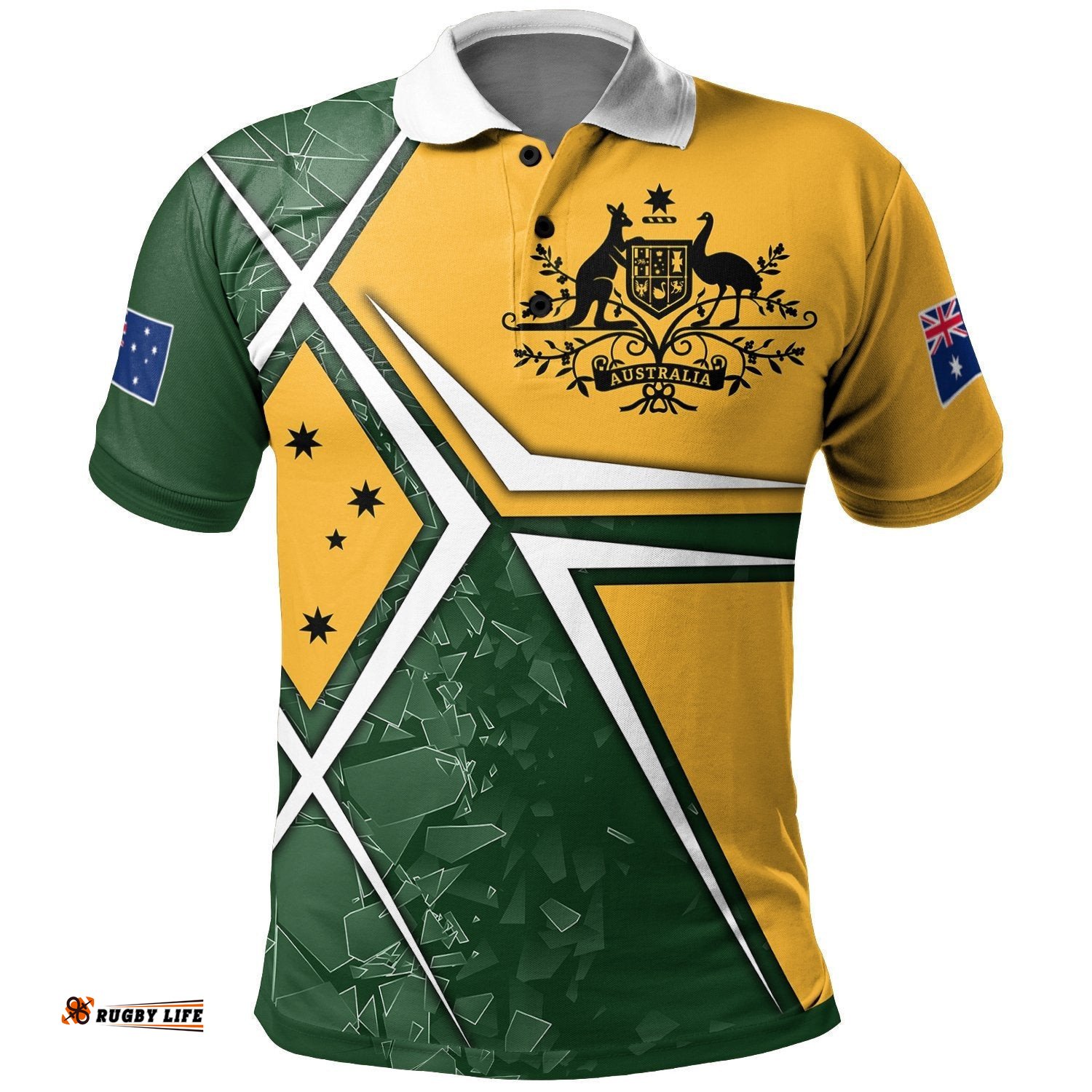 Polo Shirt - Aussie Flag Green