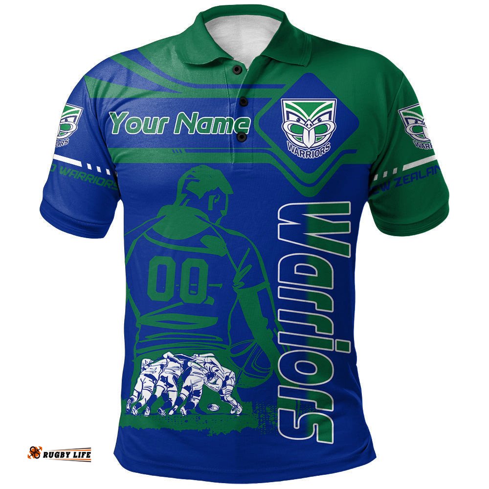 New Zealand Warriors Polo Shirt Personalized Pentagon Style- NRL