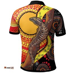 Polo Shirt - Australian Aboriginal Dot Painting Sun and Lizard