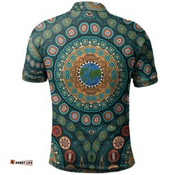 Polo Shirt - Aboriginal Green Dot Painting With Earth