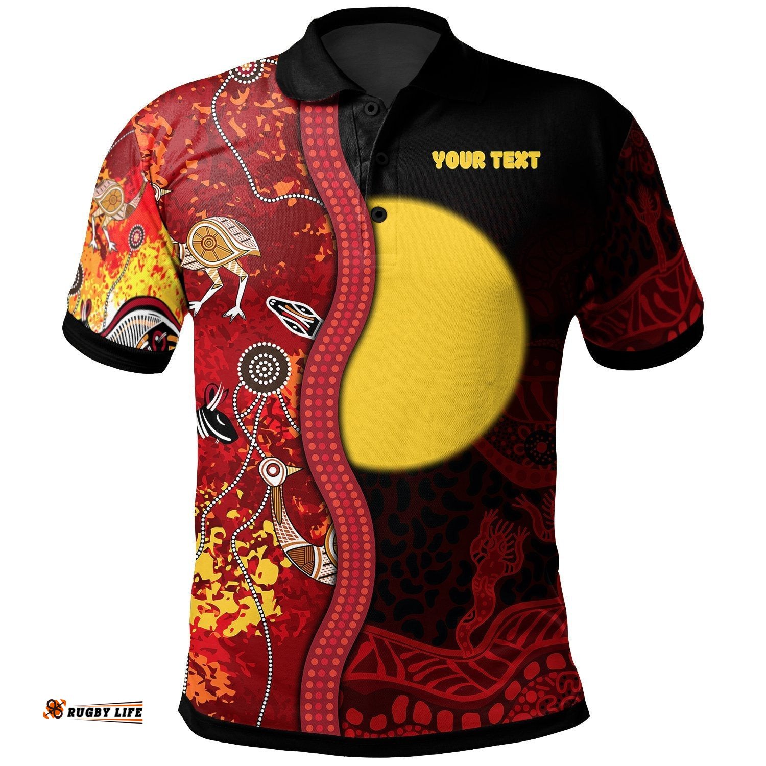 Custom Aboriginal Polo Shirt - Red Indigenous Flag