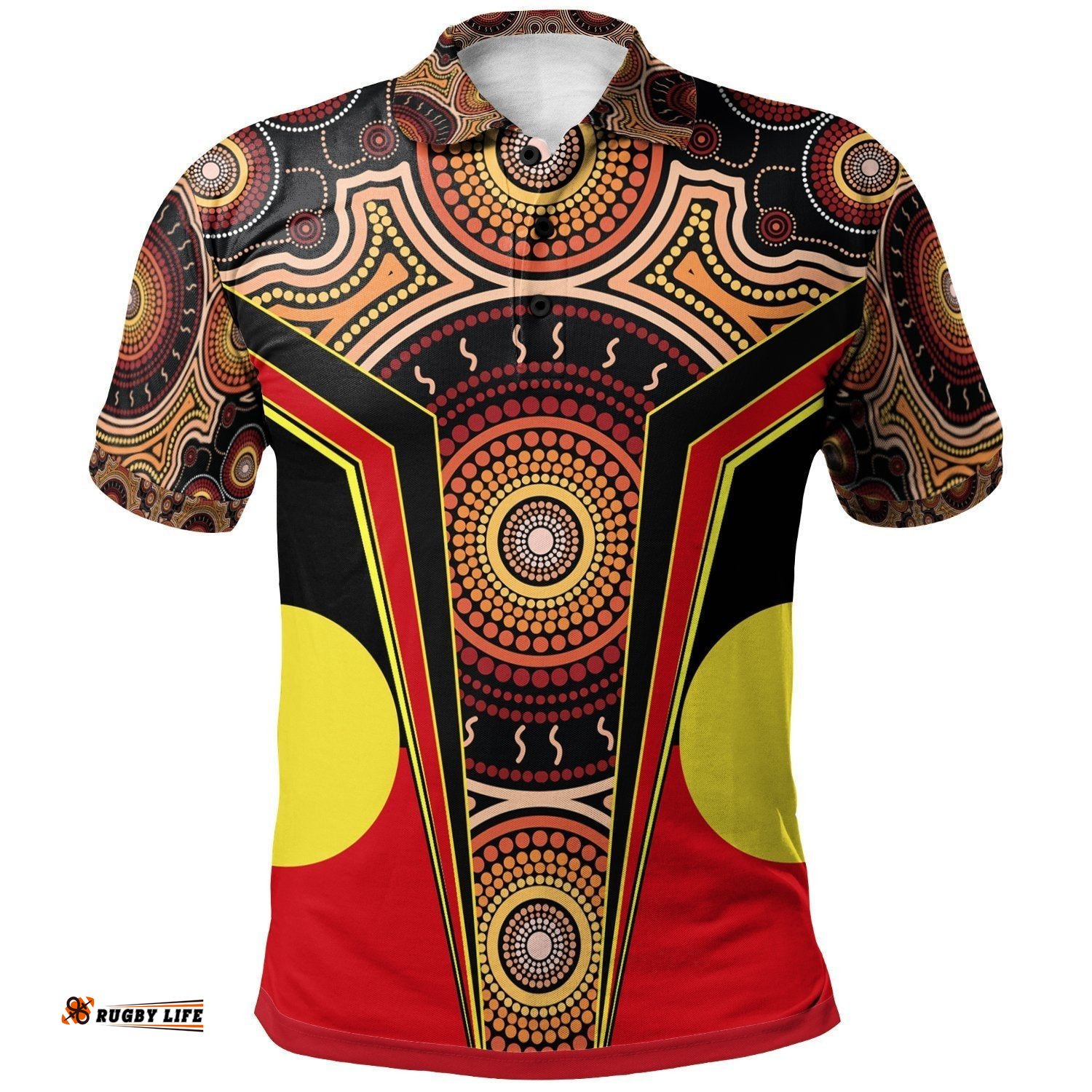 Polo Shirt - Aboriginal With Dot Painting Art