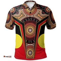 Polo Shirt - Aboriginal With Dot Painting Art