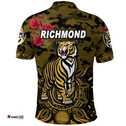 Richmond Tigers ANZAC Polo Shirt Indigenous Vibes - Black