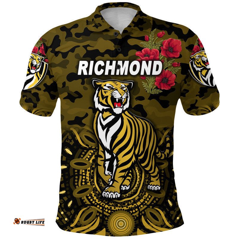 Richmond Tigers ANZAC Polo Shirt Indigenous Vibes - Black