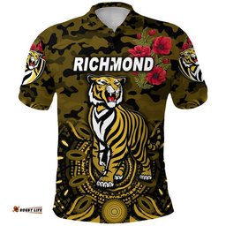 Richmond Tigers ANZAC Polo Shirt Indigenous Vibes - Black