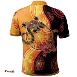 Aboriginal Polo Shirt - Couple Aboriginal Lizards