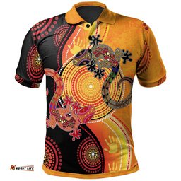 Aboriginal Polo Shirt - Couple Aboriginal Lizards