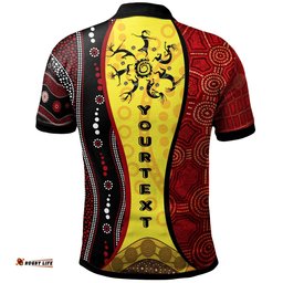 Aboriginal Polo Shirt, Koori Dot Acrylic Paint & Dreamtime Dance