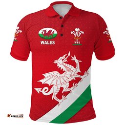 Custom Personalised Wales Rugby Polo Shirt Welsh Cymru Vibes