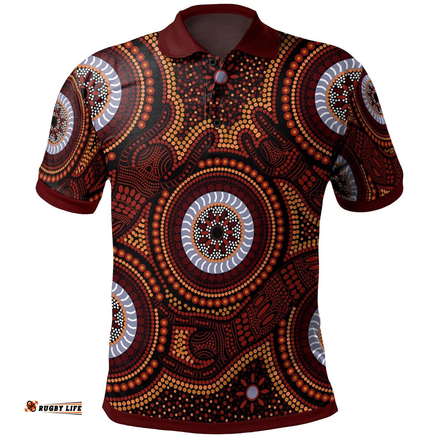 Aboriginal Polo Shirt - Aboriginal Human Dot Painting Art
