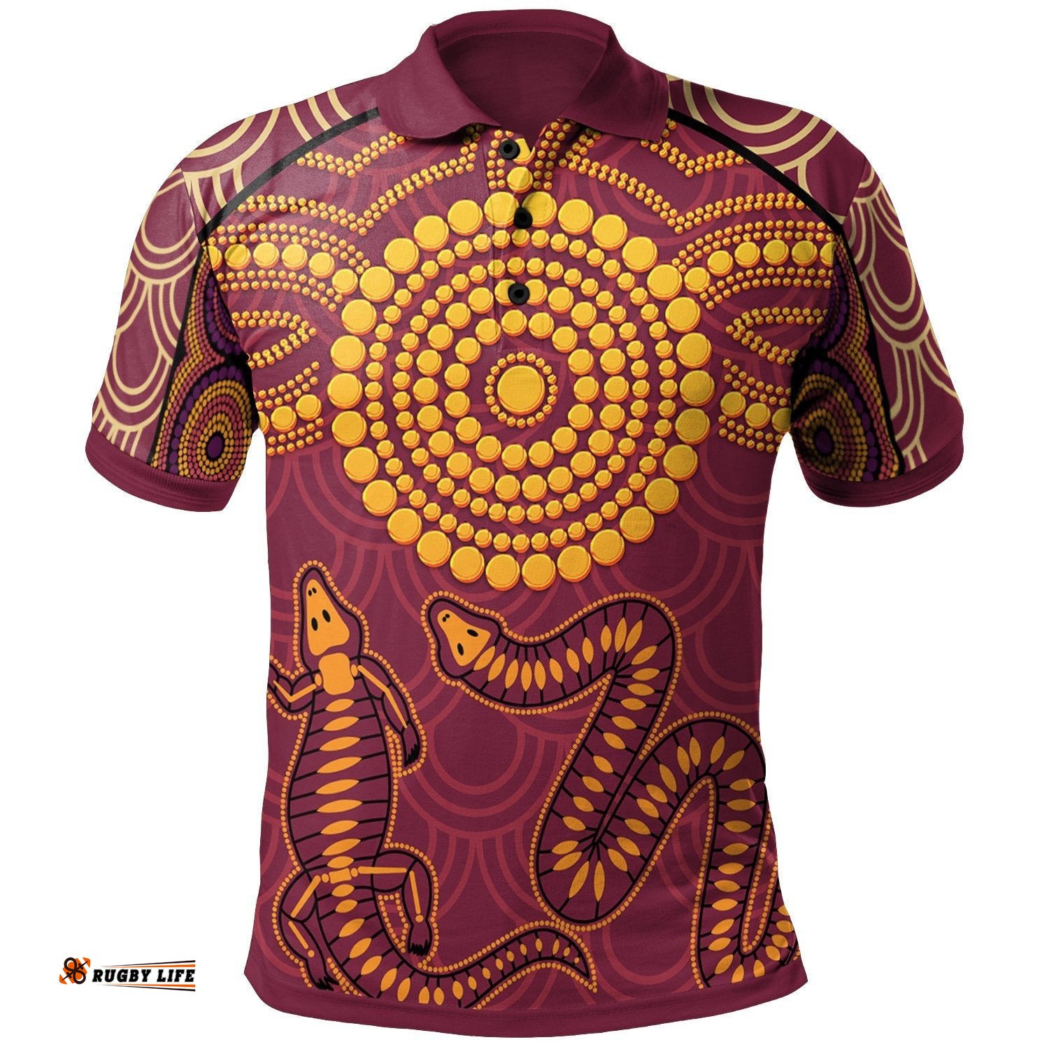 Aboriginal Polo Shirt - Aboriginal Snake And Alligator