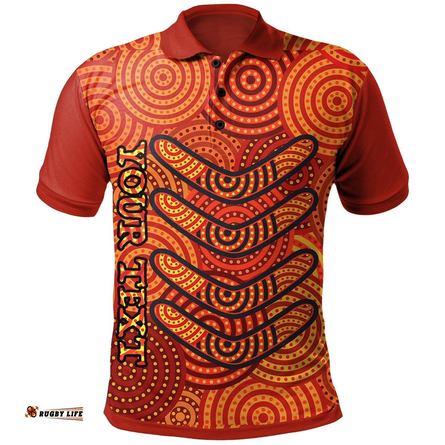 Aboriginal Personalised Polo Shirts - Aboriginal Boomerangs And Dot Circle