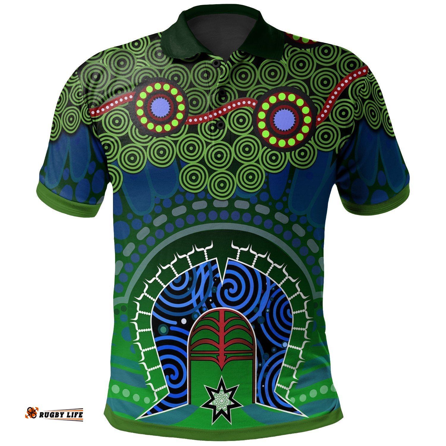 Torres Strait  Polo Shirt - Dhari And Dot Patterns