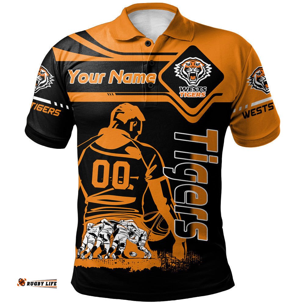 Wests Tigers Polo Shirt Personalized Pentagon Style- NRL