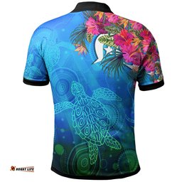 Polo - Torres Strait Blue Sea With Hibiscus