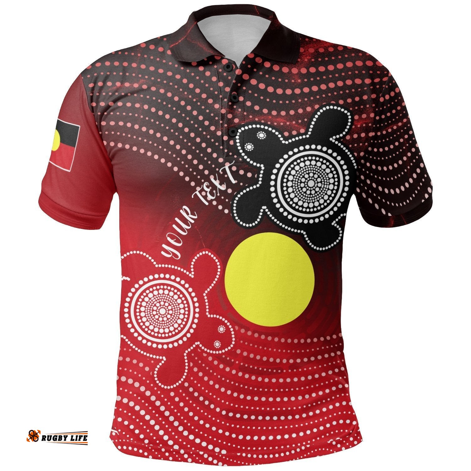 Custom Aboriginal Polo Shirts - Indigenous Circle Dot Painting Style