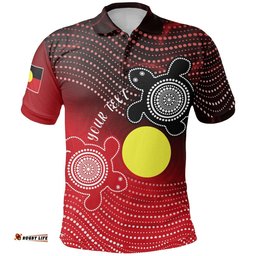 Custom Aboriginal Polo Shirts - Indigenous Circle Dot Painting Style