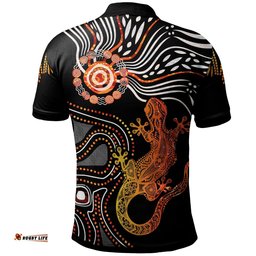 Aboriginal Polo Shirt - Lizard Sunshine