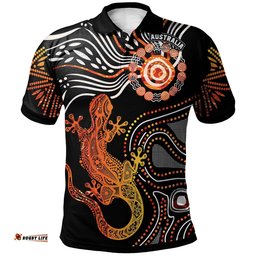 Aboriginal Polo Shirt - Lizard Sunshine