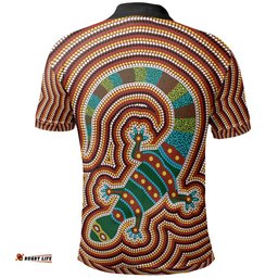 Aboriginal Polo Shirt, Lizard Dot Painting Patterns
