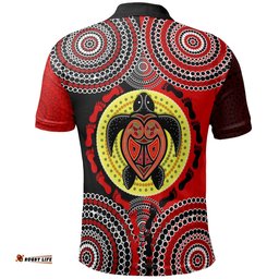 Aboriginal Polo Shirt, Turtle Footprint Circle Dot Painting