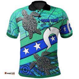 Personalised Polo Shirt - Torres Strait Flag And Turtle