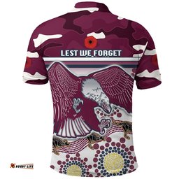 Custom Personalised Sea Eagles Anzac Day Polo Shirt Simple Indigenous Camouflage