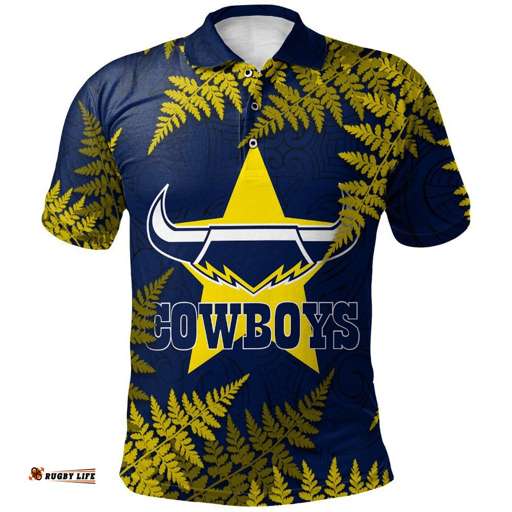 North Queensland Cowboys Polo Shirt Maori Fern - NRL