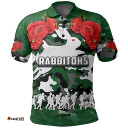 Anzac Day Polo Shirt Rabbitohs Army Style