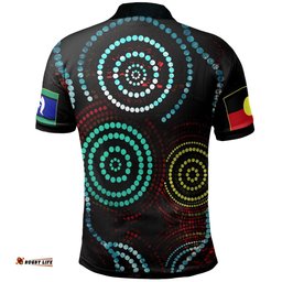 Polo Shirt, Aboriginal Dot Patterns & Flag Small-