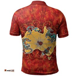 Custom Aboriginal  Polo Shirts - Australia Map Hand Patterns Spider Web