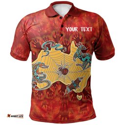 Custom Aboriginal  Polo Shirts - Australia Map Hand Patterns Spider Web