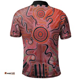 Aboriginal Polo Shirt - Indigenous Footprint Landscape
