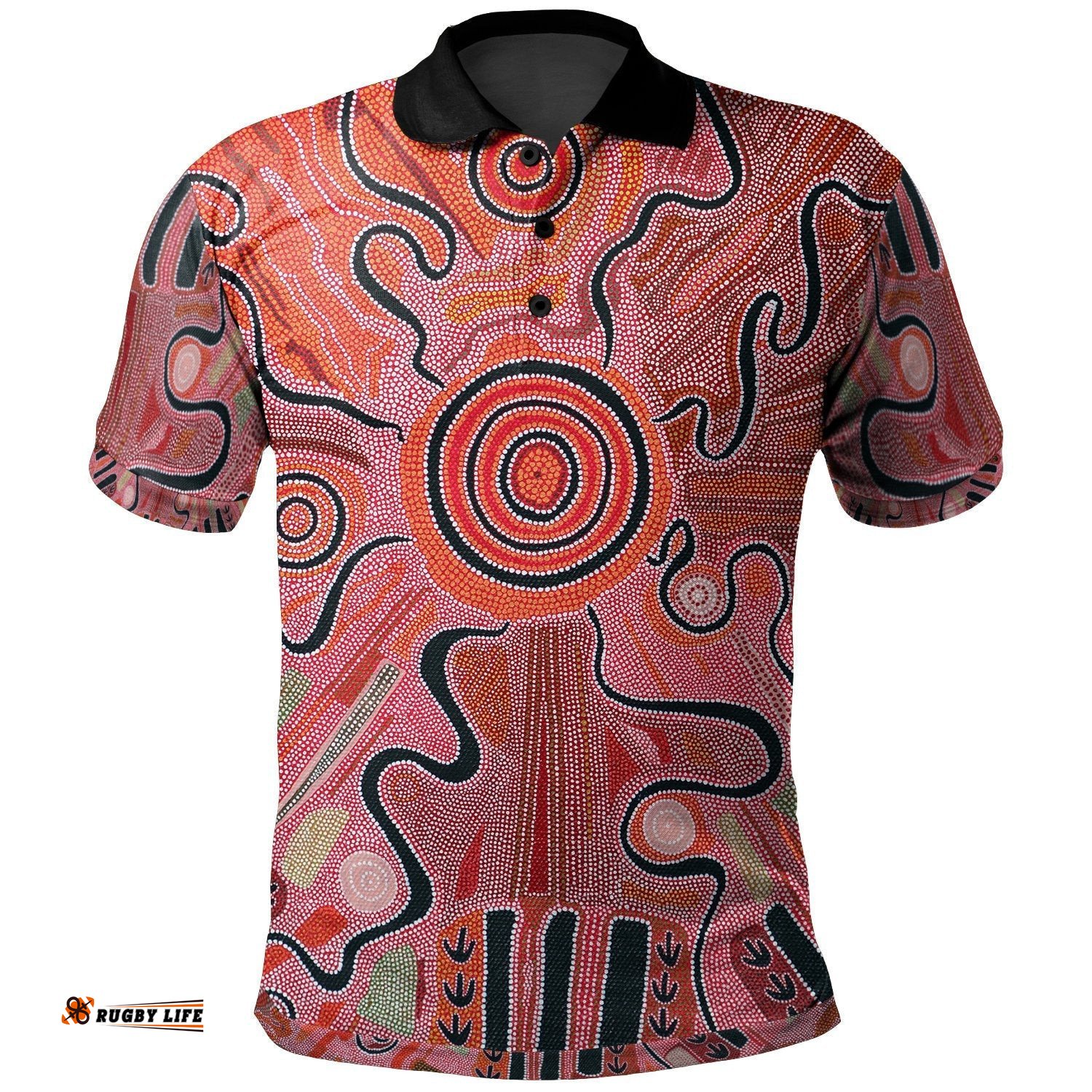 Aboriginal Polo Shirt - Indigenous Footprint Landscape