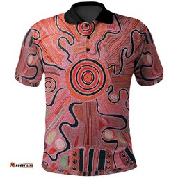 Aboriginal Polo Shirt - Indigenous Footprint Landscape