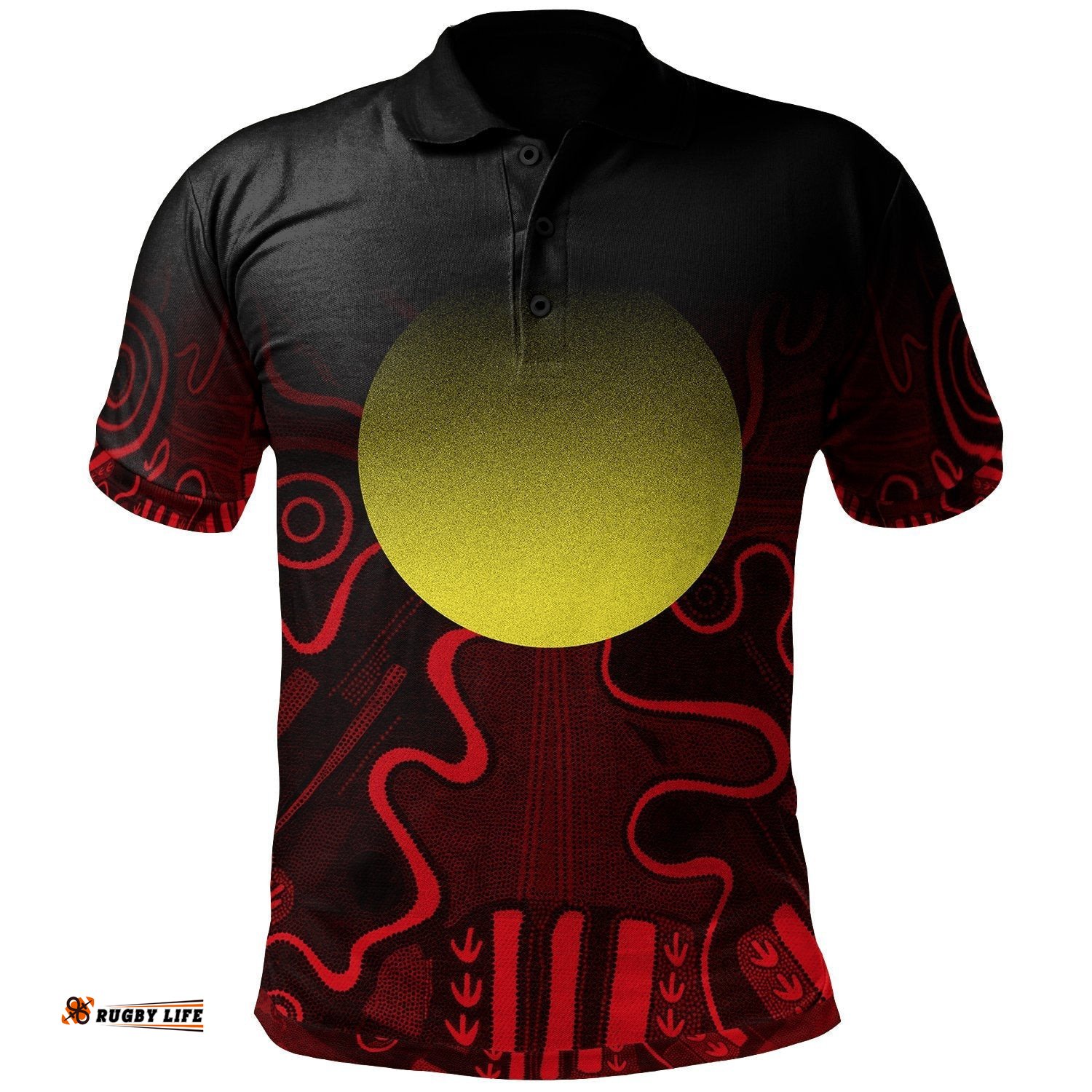 Aboriginal Polo Shirt - Indigenous Flag Grunge Style