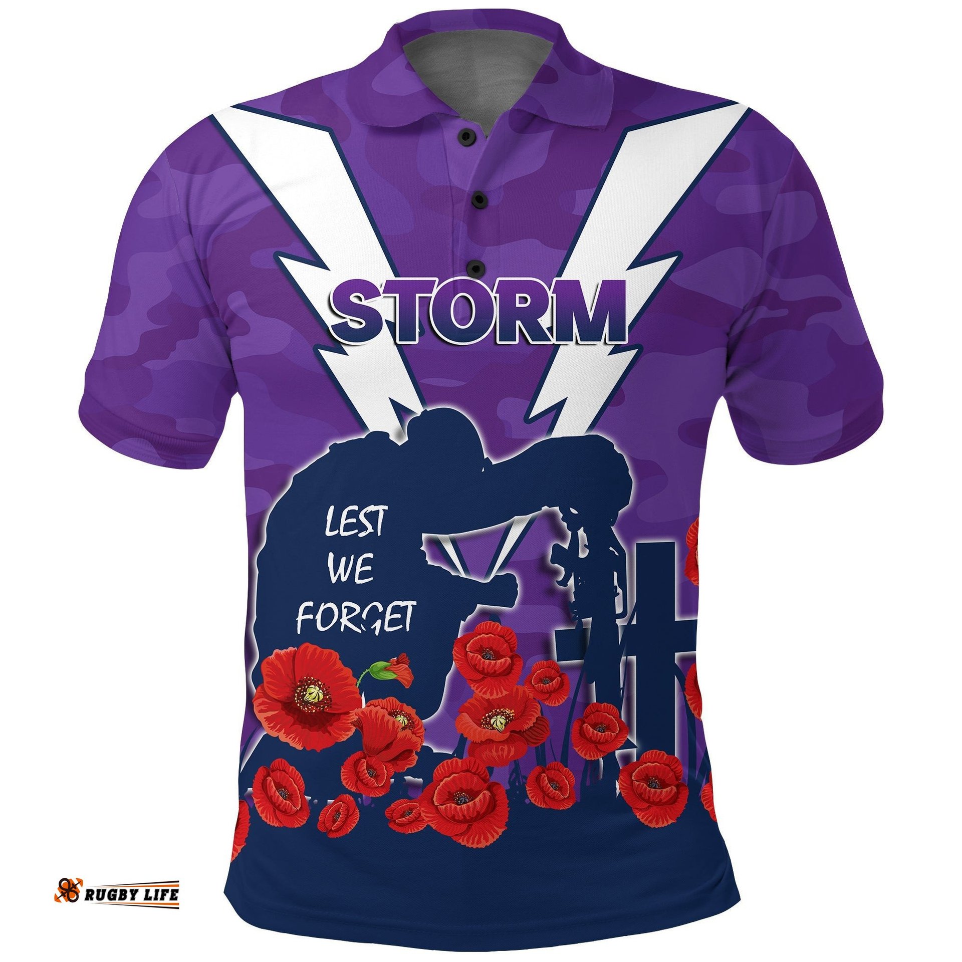 Melbourne Storm Anzac Day Camo Polo Shirt -