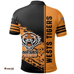 Wests Tigers Polo Shirt Quarter Style - NRL