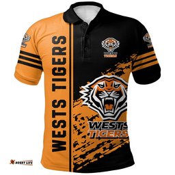 Wests Tigers Polo Shirt Quarter Style - NRL