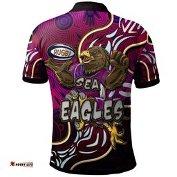 Sea Eagles Rugby Polo Shirt - Custom Eagles Rugby With Aboriginal Patterns Personalised Player And Number Polo Shirt
