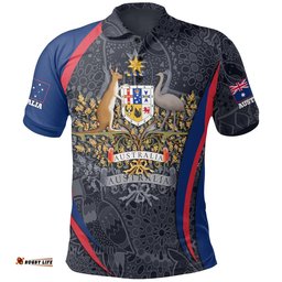 Custom Text Polo Shirt, Australian Coat of Arms Shirt - Aussie Spirit
