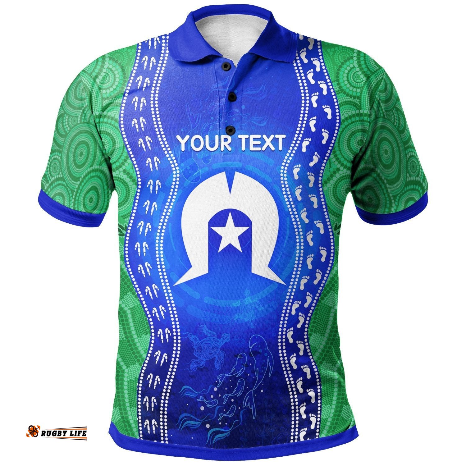 Custom Torres Strait Islanders Polo Shirt - Torres Symbol With Aboriginal Patterns