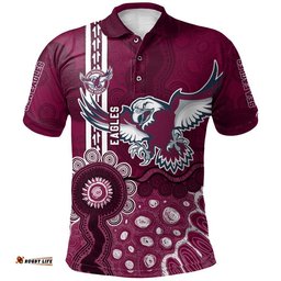 Manly Warringah Sea Eagles Aboriginal Polo Shirt Rugby Indigenous Kangaroo Tracks - NRL