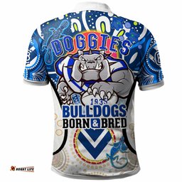 Bulldogs Rugby Polo Shirt - Custom Bulldogs Mascot With Aboriginal Art Personalised Player And Number Polo Shirt