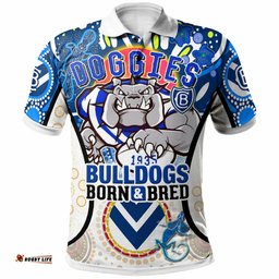 Bulldogs Rugby Polo Shirt - Custom Bulldogs Mascot With Aboriginal Art Personalised Player And Number Polo Shirt